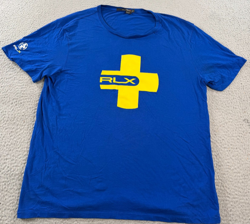 RLX Ralph Lauren Shirt Men’s XL Blue Blue Cross Graphic Logo Performance Tee