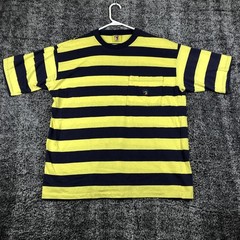 Vintage Duck Head Shirt Mens Large Yellow Navy Striped Pocket Logo USA