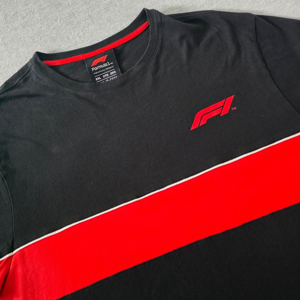 Formula 1 F1 Official Product Mens 2XL Black Red Colorblock Logo T-Shirt Tee