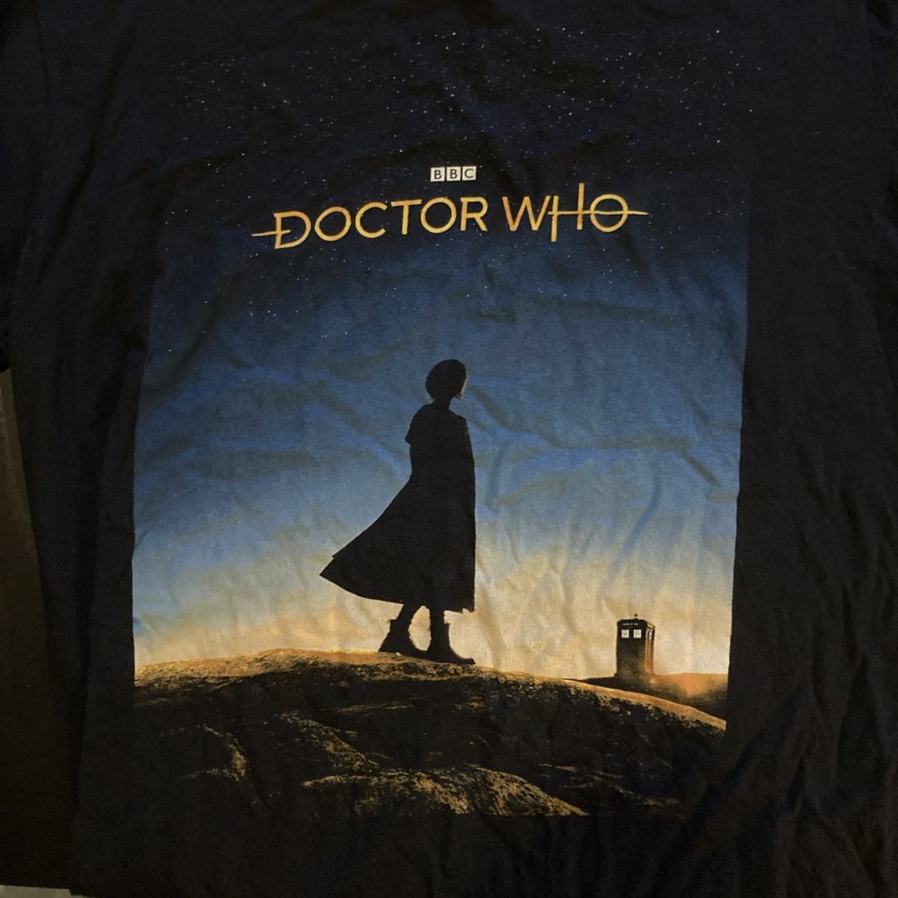 Doctor Who BBC 2018 Black T-shirt Size XL Titan Sunset w/ Silhouette
