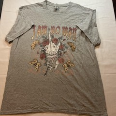 Warrior Butterfly Roses I Am No Man T-Shirt Grey Rock Y2K Grunge Men’s L 105