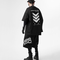 MFCT Cyberpunk Printed Streetwear Elbow Sleeve Techwear Graphic Tees Men