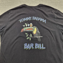 Tommy Bahama Shirt Mens XL Black Bar Bill Toucan Bar Graphic Tee Tropical