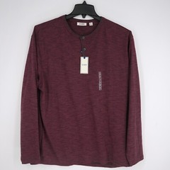 Dillard’s Rowm Men’s Long-Sleeve Henley Shirt XL Wine Purple Heather NWT