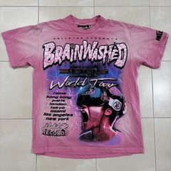 Hellstar T Shirt Men’s Large Brainwashed Pink AOP Skate Grunge Punk Y2K 3005