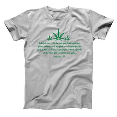Genesis 1:11 Weed Price Herd Peace Love Bible Hemp Gray Basic Men’s T-Shirt