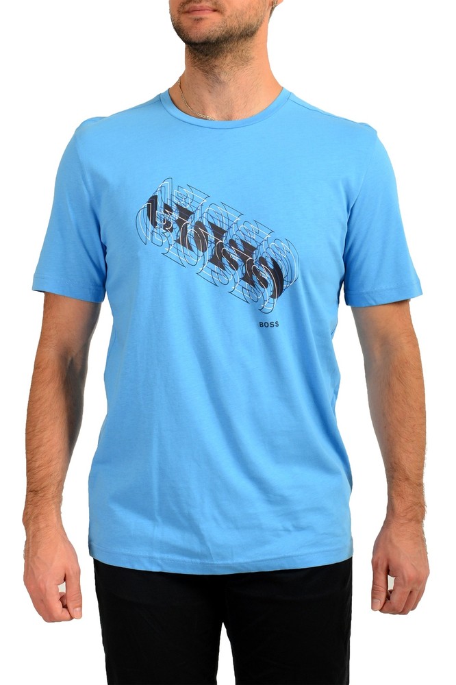 Hugo Boss Men’s “Tee 3” Blue Logo Print Short Sleeve T-Shirt US 2XL IT 56