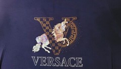 Rare Versace Long Sleeve Crew Neck V Monogram Print, Size 2XL