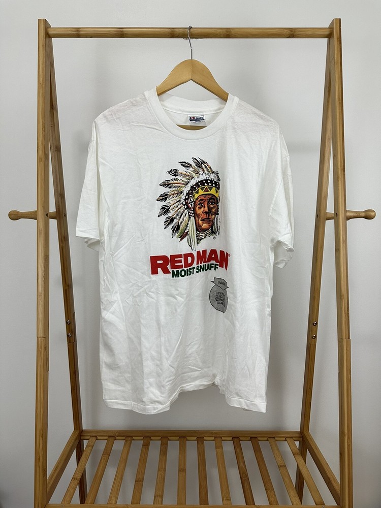 RARE VTG Red Man Moist Snuff Chew Tobacco Single Stitch T-Shirt XL EUC