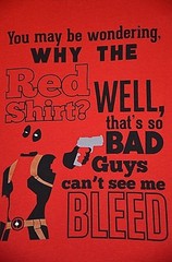 DEADPOOL Wondering Why Red T-Shirt Bad Guys can’t see me Bleed S M L XL 2X 3X