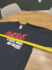 VTG DARE Shirt Large Black 90s Resist Drugs And Violence Fruit Of Look Tag