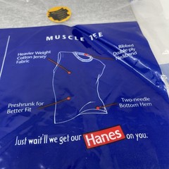 Hanes Muscle Tee Gray Light Steel Large 42-44 1998 15763 90% Cotton NOS