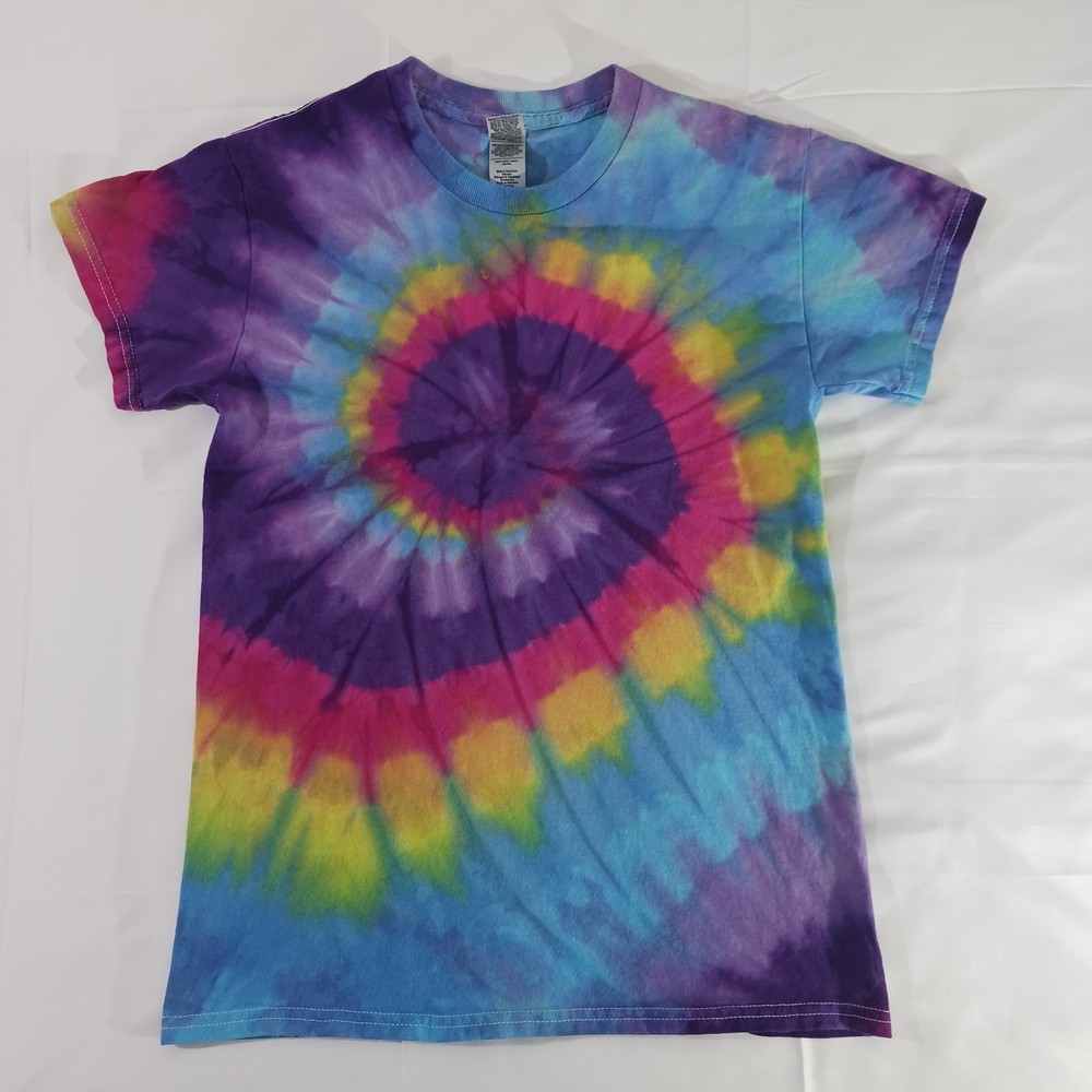 Gildan Tie Dye T Shirt Unisex Adult Small Rainbow Spiral Heavy Cotton New