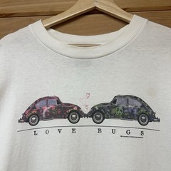 Vintage 90s Volkswagen Beetle “Love Bugs” Car Graphic T Shirt Size XL