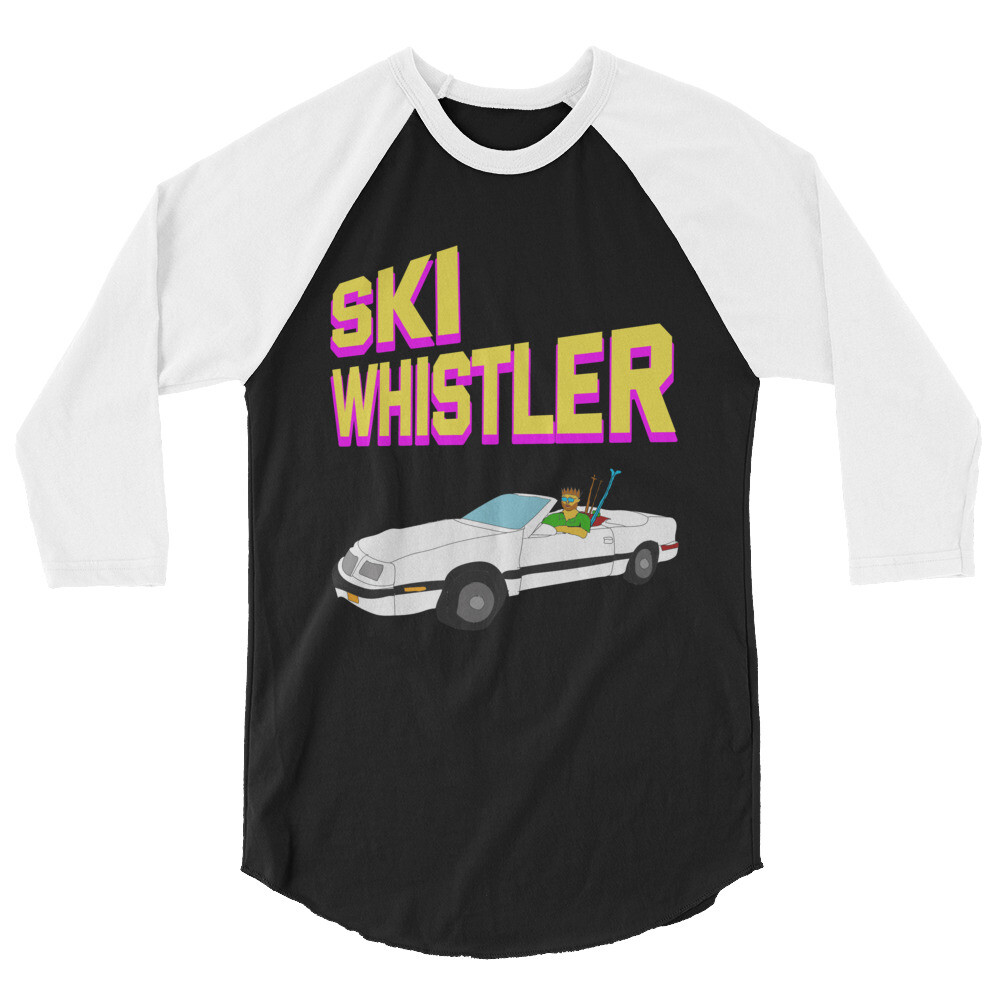 Ski Whistler Canada Chrysler LeBaron Skier Skiing 3/4 sleeve raglan shirt