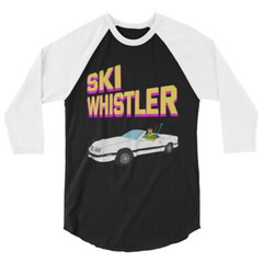 Ski Whistler Canada Chrysler LeBaron Skier Skiing 3/4 sleeve raglan shirt