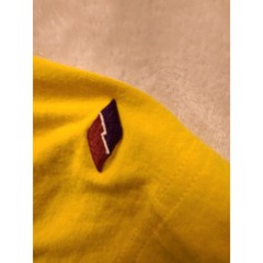Vintage Style Yellow Short Sleeve T-Shirt Crew Neck V-Stitch Detail XL