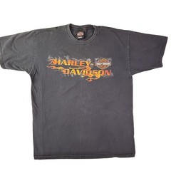 Harley-Davidson Shirt Mens Large Black Orlando Flames Graphic Motorcycle Florida