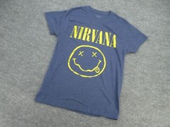Nirvana Shirt Mens Medium Blue Crew Neck Logo Short Sleeve Logo Tee Adult M