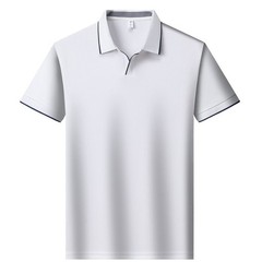 Men Contrast Trim Short Sleeve Lapel V Neck T Shirt for Business Casual Use