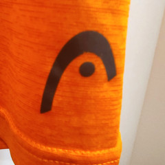 HEAD HYPERTEK Digital Print Orange V-Neck Short Sleeve Athletic T-Shirt *SMALL