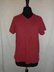 Mens V-Neck T-Shirt Medium Maroon Basic Tee Cactus Brand Soft Short Sleeve NWOT