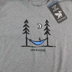 Life Is Good Shirt Mens XL Gray Crusher Hammock Graphic Crew Neck Tagless NWT