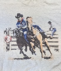 Vintage Western Horse Cowboy Rodeo Bull Roping Single Stitch T Shirt Mens XL B62