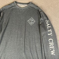 Salty Crew T Shirt Men Large UPF 40+Technical Long Sleeve Tackle Fishing Blue