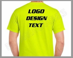 HI-VISIBILITY T-SHIRT SAFETY YELLOW DESIGN/LOGO FRONT&BACK BLACK DESIGN