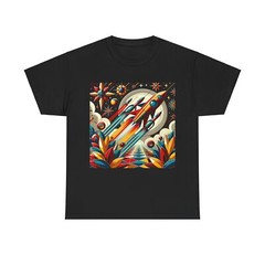 Unisex Adult T Shirt Art Deco Rocket Ship Sci-Fi Art Retro Style Space Tee Black