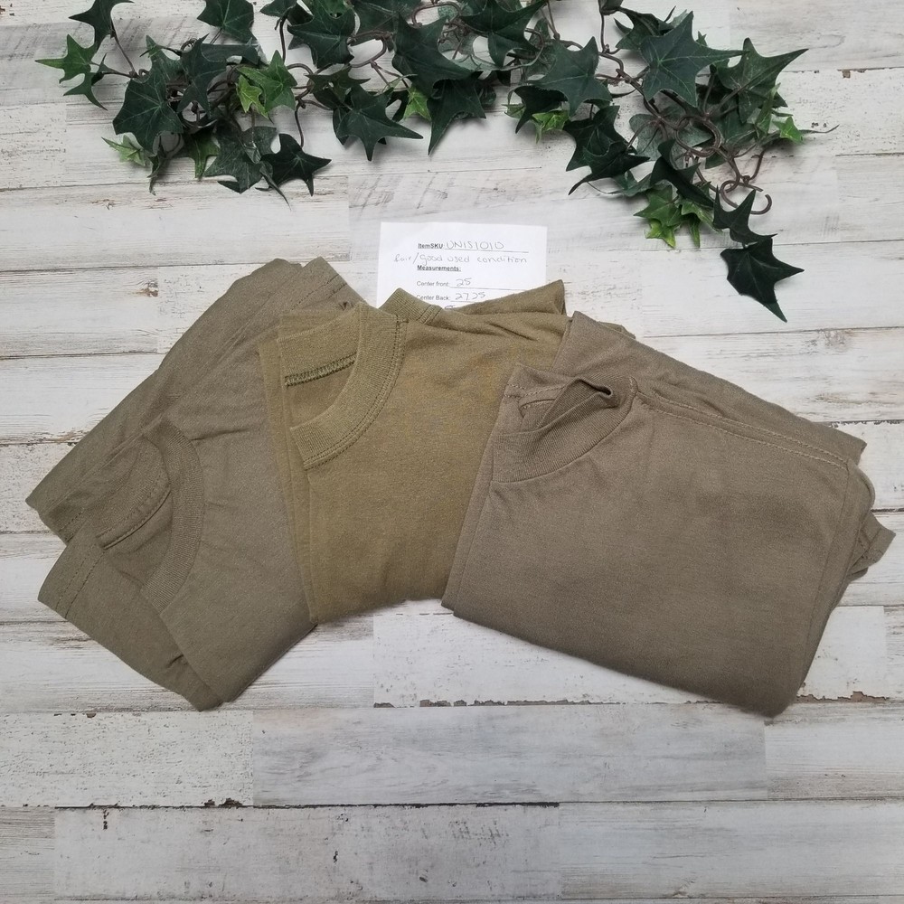 Various Brands Army Green Plain T-Shirts Sz M (Check Measurements) 3pk