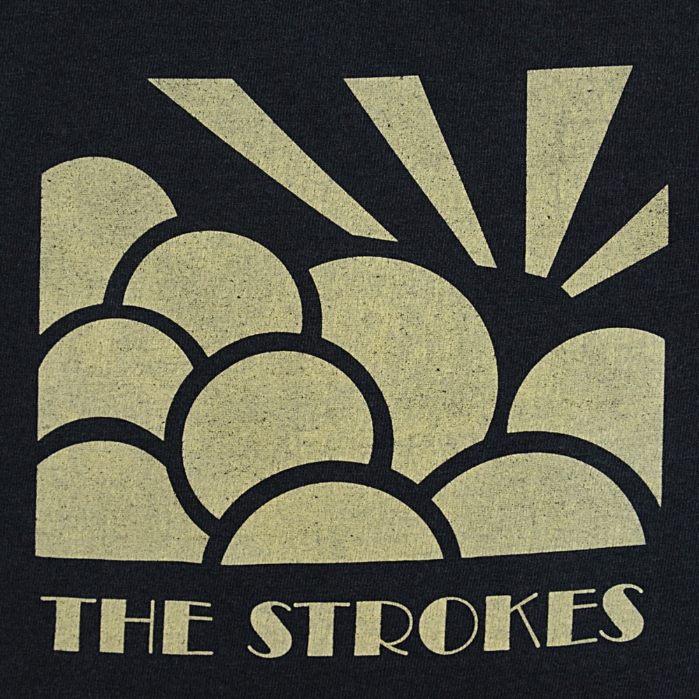 THE STROKES Art Deco Logo T-Shirt Black Small RARE Vintage post punk garage rock