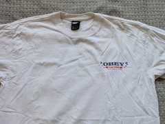 OBEY Long Sleeve Shirt Mens Medium White Butterfly 420 Graphic Tee Back Print