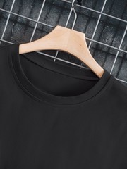 Men’S Casual Crew Neck 180g T-shirt Polyester Knit Fabric with Slight Stret