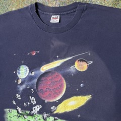 VTG 90s Human-i-Tees Solar System Astronomy Glow T Shirt XL Single Stitch Faded