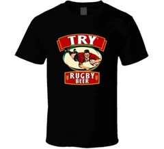 Try Rugby Beer Football Sports Drink Famous Sports Retro Style T Shirt