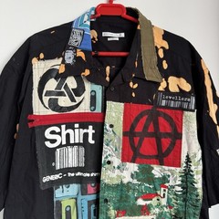 Levellers Custom Shirt Size 3XL Short Sleeve Black 19.5” Collar Punk Handmade