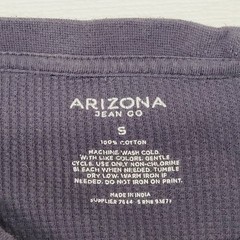 Arizona Mens Thermal Henley Shirt S Navy Blue Gray Crew Neck Long Sleeve Preppy