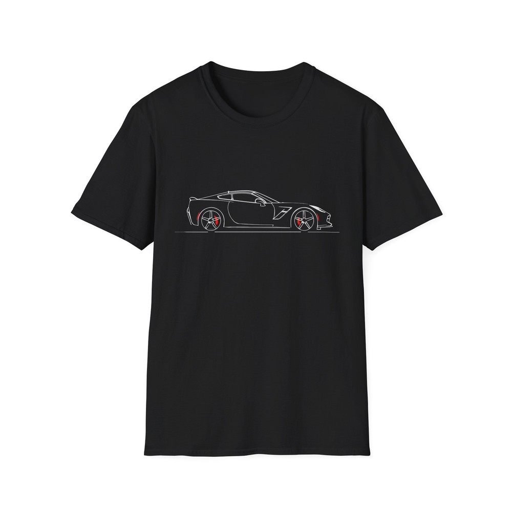 2019 C7 Stingray T-Shirt Modern Sports Car Outline Red Brake Graphic Tee