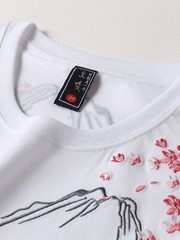 Niepce Men’s Dancing Fish Embroidery Tee Japanese Streetwear T-Shirt