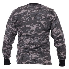 Subdued Urban Digital Camo Long Sleeve Cotton T-Shirt – Black & Gray Camouflage
