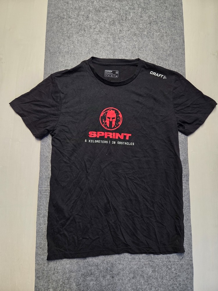 Spartan Men’s T Shirt Black Size Medium Graphic Print Sprint Finishers Comfort