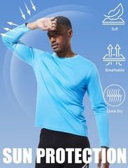 6 Pack Long Sleeve Shirts for Men Moisture Wicking UPF SPF Sun Protection Tee…