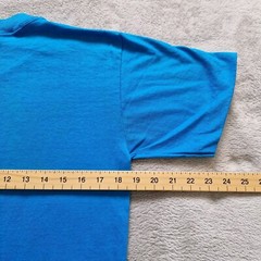 Vintage Oneita T-Shirt Mens Small Blue Single Stitch 90s Short Sleeve Spellout