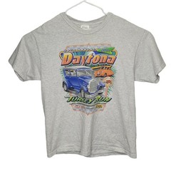 Daytona Turkey Run Gray Graphic Shirt Sz Large 2001 Daytona Beach Street Rods