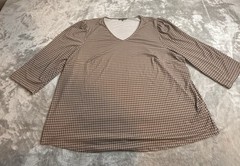 Adrianna Papell Long 3/4 Sleeve Black Tan Stretch Blouse Elastain 3xl