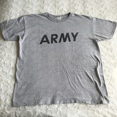 Vintage Champion Army Shirt Tee Mens Large Gray Military Single Stitch 80s USA