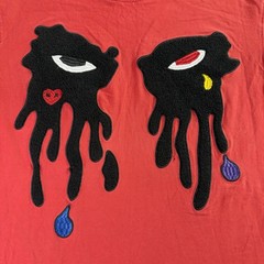 Roku Studio T-Shirt Men Size M Embroidered Tear Drop Eyes Deep Red