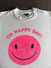 Vintage Oh Happy Day Pink Smiley Face T Shirt XL